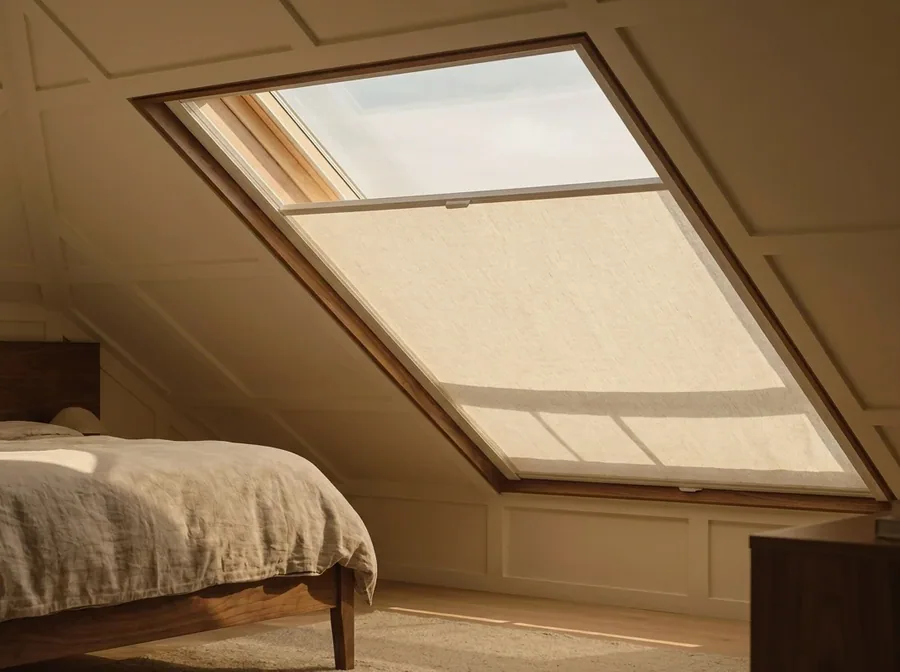 Skylight & shaped-window blinds fitted in a Welgemoed home